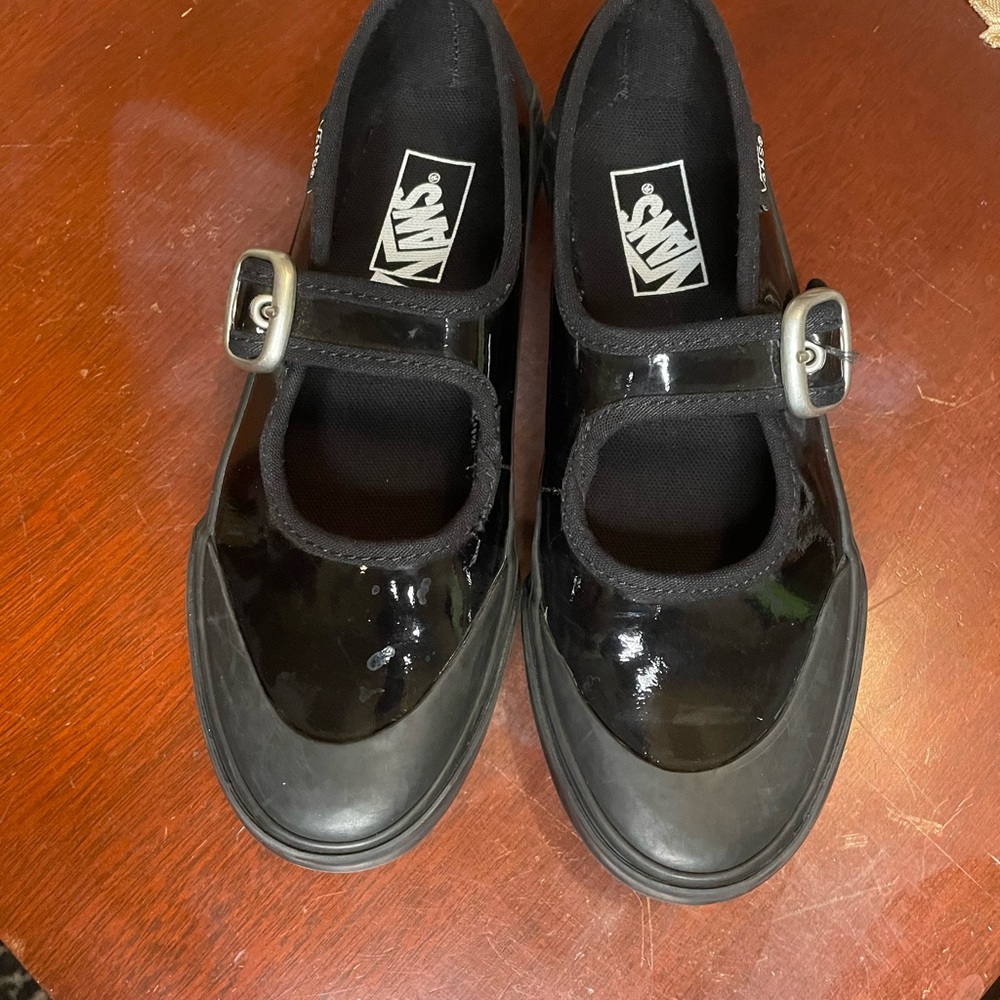 Vans Kids Shiny Black Dress Shoes